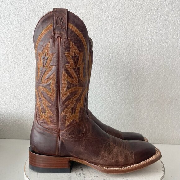 Rod Patrick Mens Cowboy Boots 8.5B Perro Loco Brown Leather Western Square Toe - Picture 2 of 14